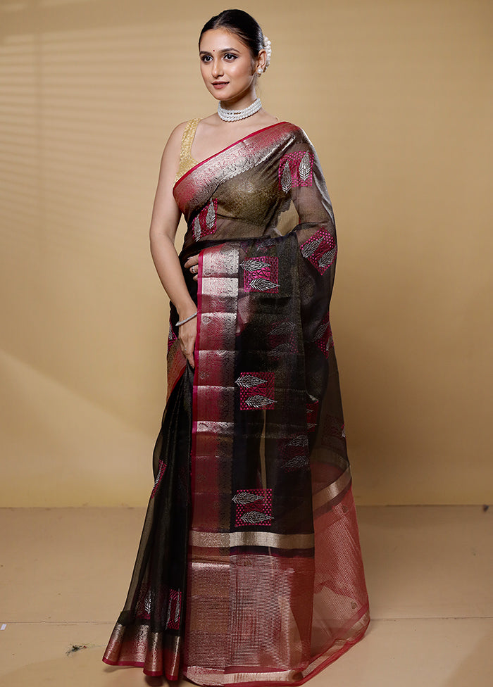 Brown Tissue Silk Saree With Blouse Piece