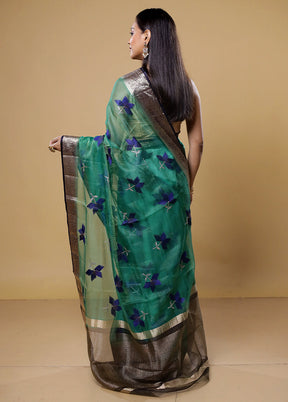 Green Tissue Silk Saree With Blouse Piece