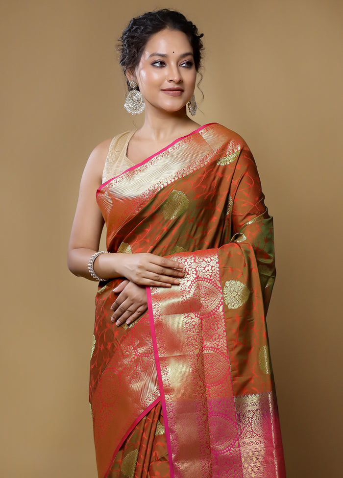 Purple Kanjivaram Silk Saree With Blouse Piece