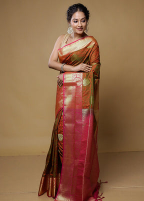 Purple Kanjivaram Silk Saree With Blouse Piece