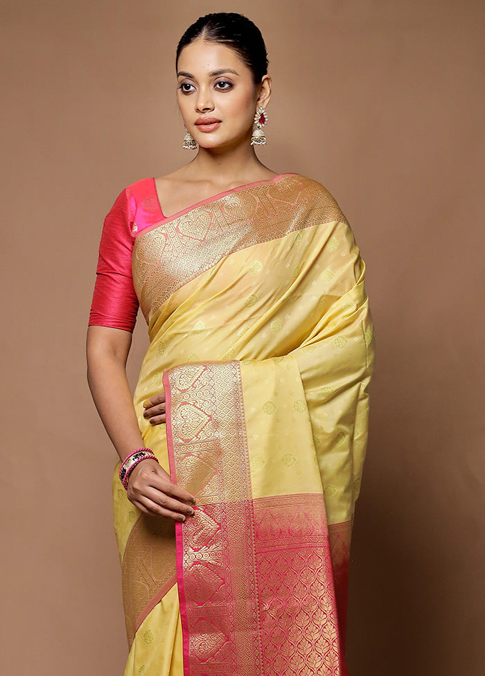 Cream Kanjivaram Silk Saree With Blouse Piece