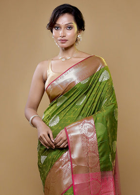 Green Kanjivaram Silk Saree With Blouse Piece