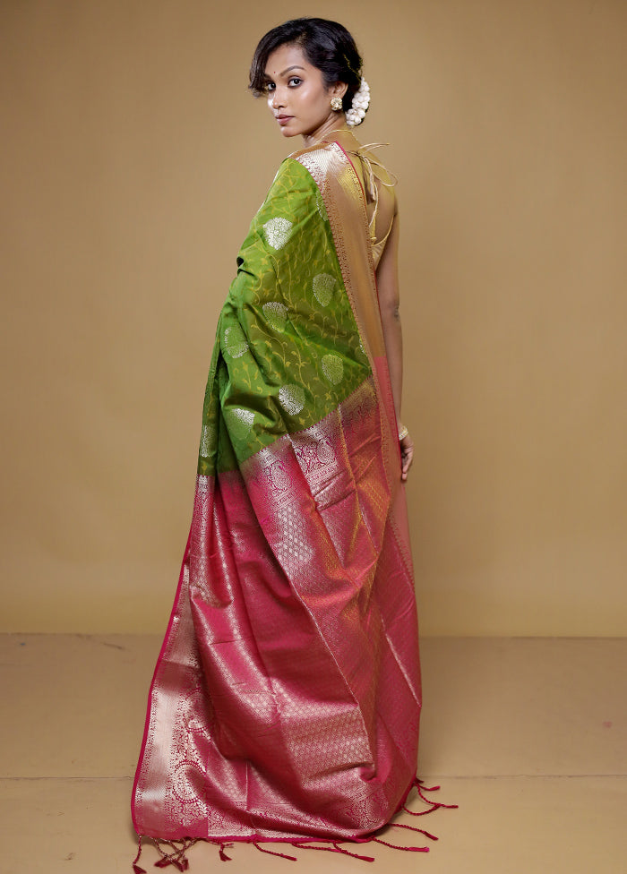 Green Kanjivaram Silk Saree With Blouse Piece