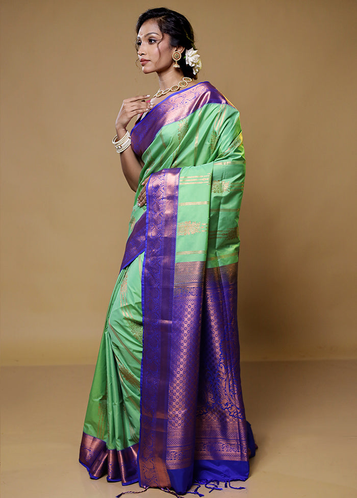 Green Kanjivaram Silk Saree With Blouse Piece