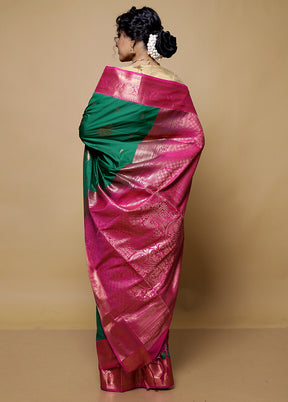 Green Kanjivaram Silk Saree With Blouse Piece