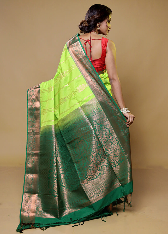 Green Kanjivaram Silk Saree With Blouse Piece