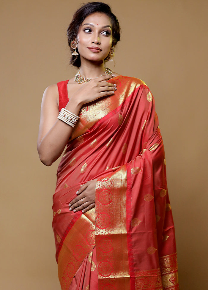 Pink Kanjivaram Silk Saree With Blouse Piece