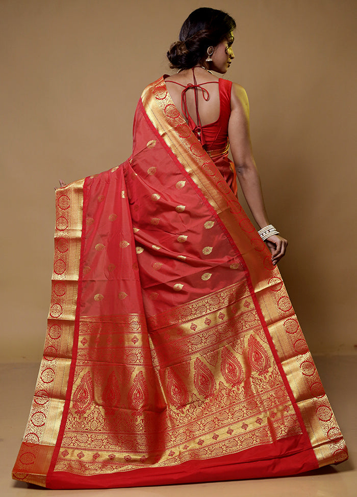 Pink Kanjivaram Silk Saree With Blouse Piece