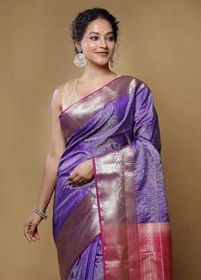 Blue Kanjivaram Silk Saree With Blouse Piece