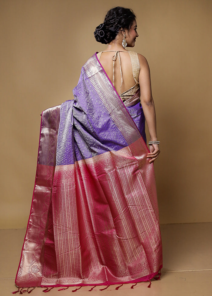 Blue Kanjivaram Silk Saree With Blouse Piece