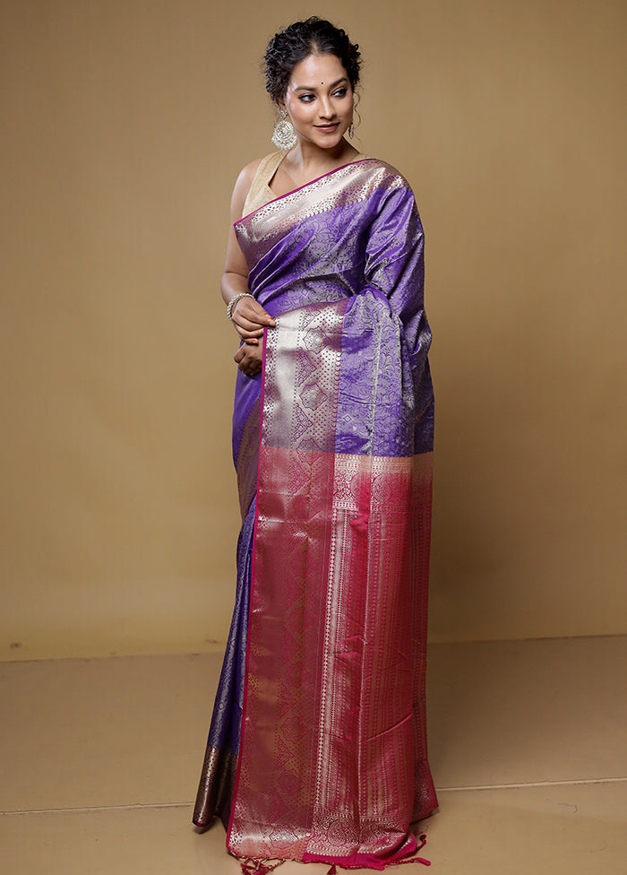 Blue Kanjivaram Silk Saree With Blouse Piece