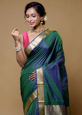 Green Kanjivaram Silk Saree With Blouse Piece