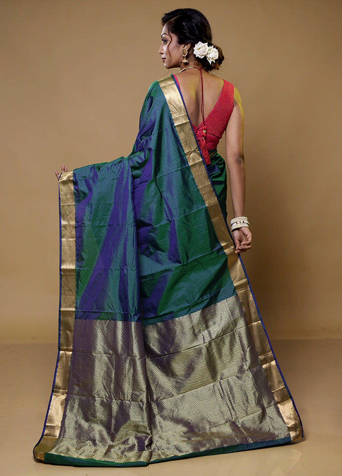 Green Kanjivaram Silk Saree With Blouse Piece