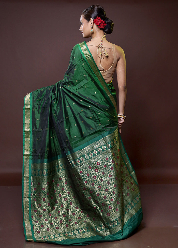 Green Kanjivaram Silk Saree With Blouse Piece