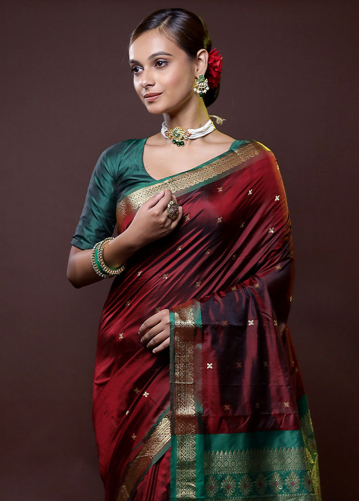 Maroon Kanjivaram Silk Saree With Blouse Piece