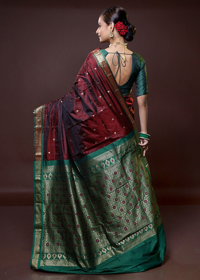 Maroon Kanjivaram Silk Saree With Blouse Piece