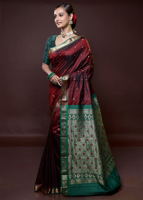 Maroon Kanjivaram Silk Saree With Blouse Piece