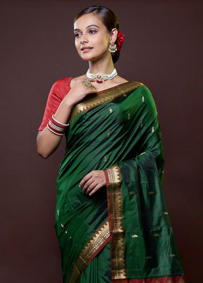 Green Kanjivaram Silk Saree With Blouse Piece