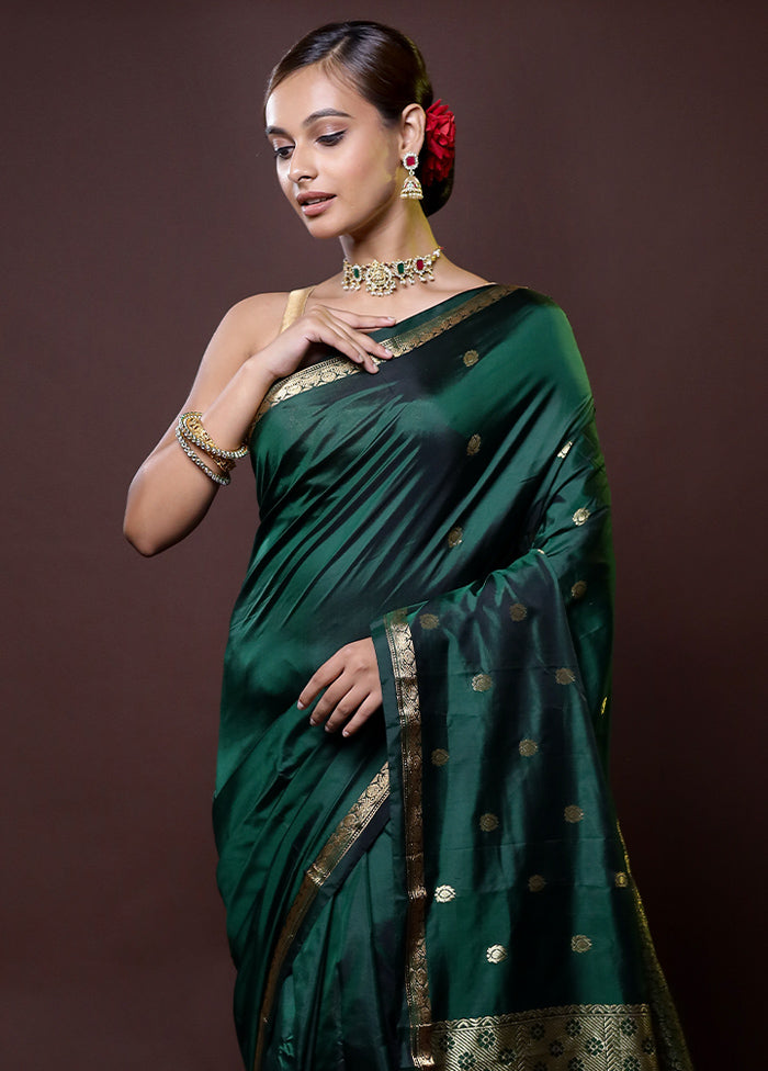 Green Kanjivaram Silk Saree With Blouse Piece