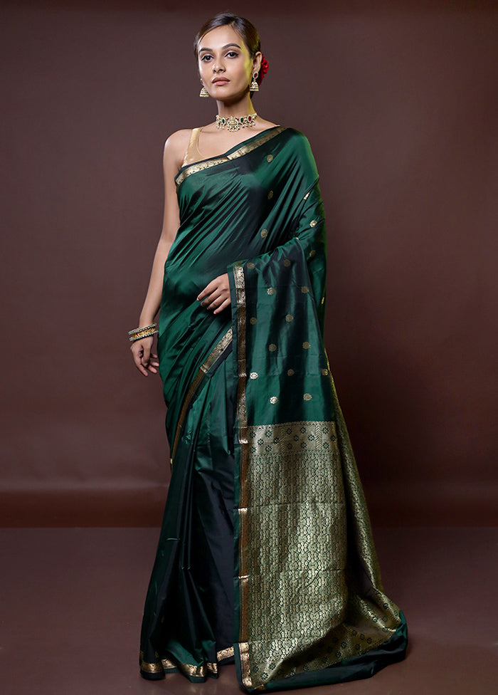 Green Kanjivaram Silk Saree With Blouse Piece