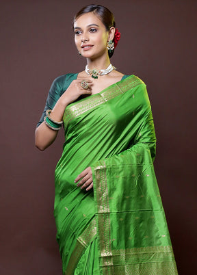 Green Kanjivaram Silk Saree With Blouse Piece