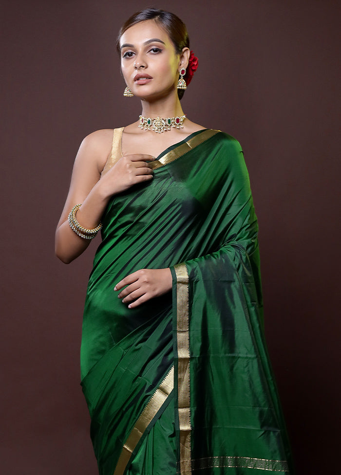 Green Kanjivaram Silk Saree With Blouse Piece