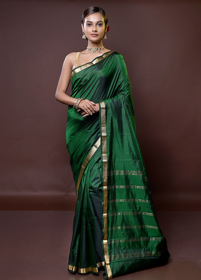 Green Kanjivaram Silk Saree With Blouse Piece