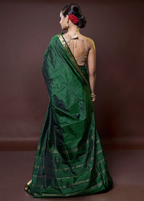 Green Kanjivaram Silk Saree With Blouse Piece