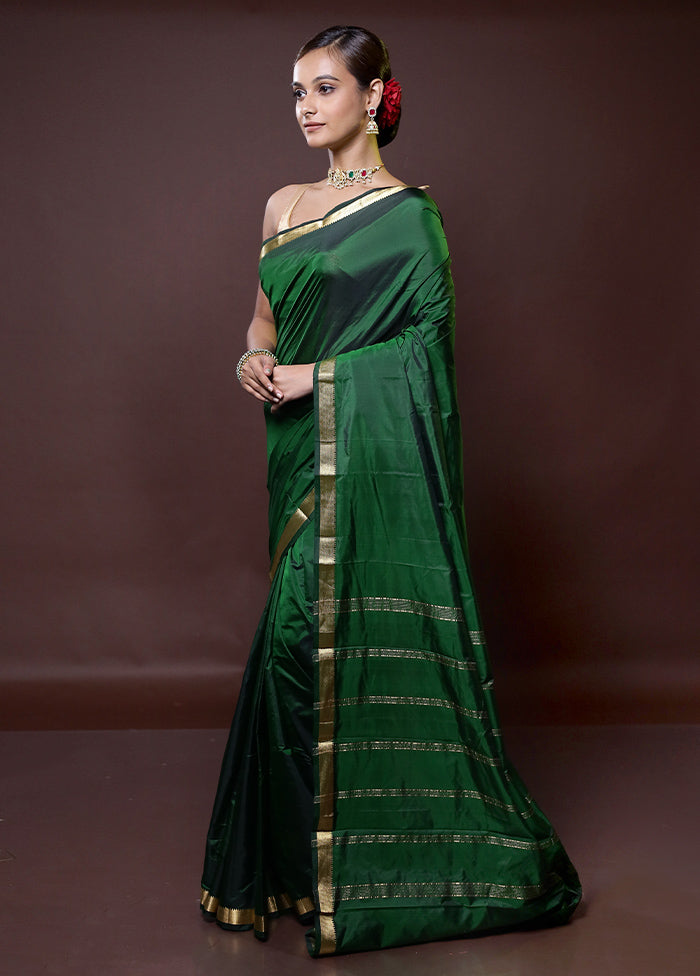 Green Kanjivaram Silk Saree With Blouse Piece