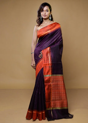 Purple Tussar Silk Saree With Blouse Piece