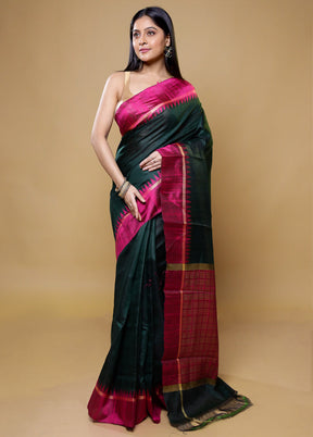 Green Tussar Silk Saree With Blouse Piece