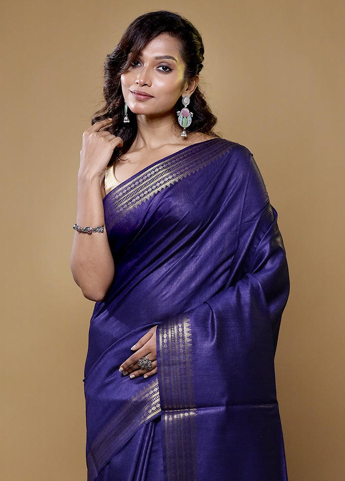 Cream Tussar Silk Saree With Blouse Piece