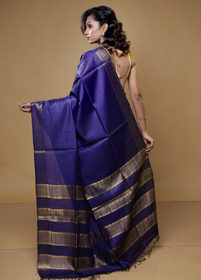 Cream Tussar Silk Saree With Blouse Piece