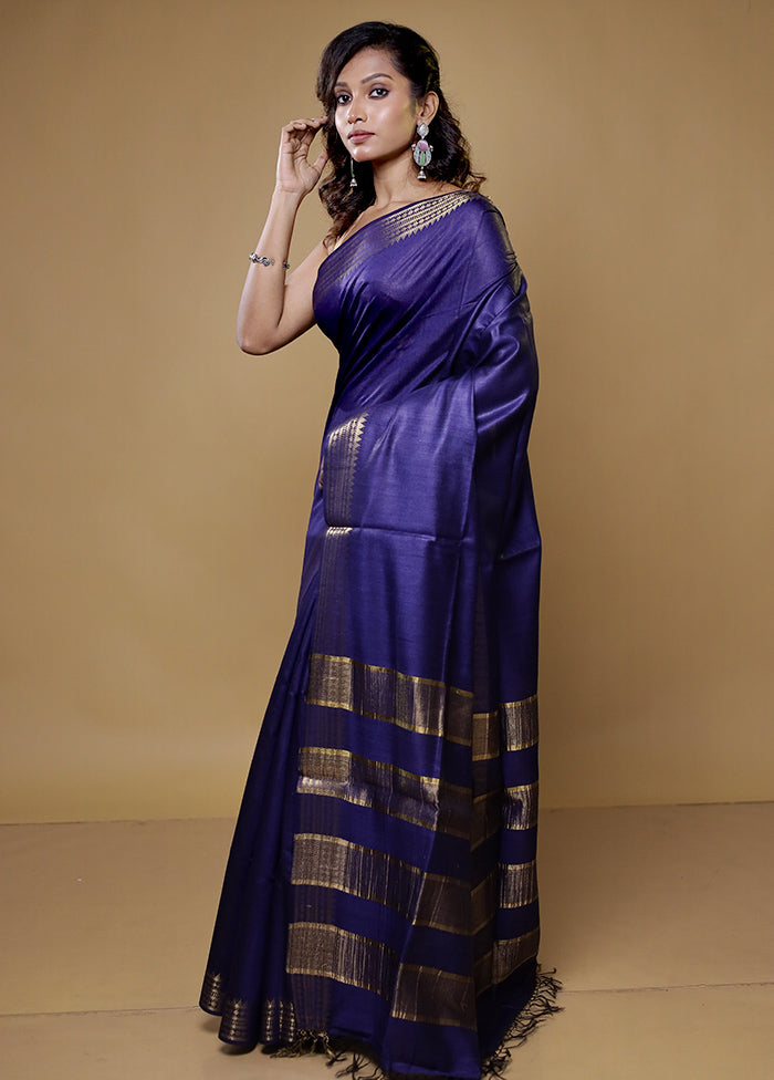 Cream Tussar Silk Saree With Blouse Piece