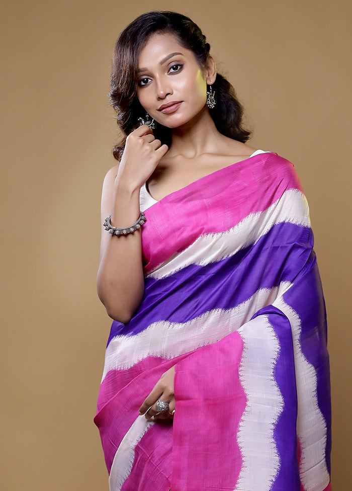 Multicolor Printed Pure Silk Saree Without Blouse Piece