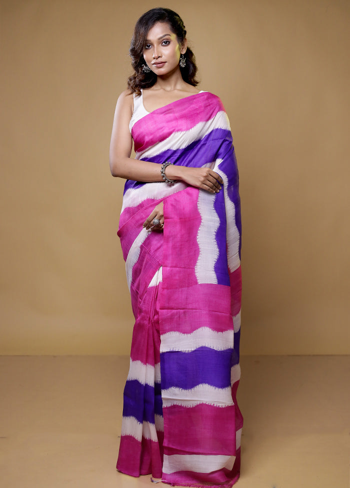 Multicolor Printed Pure Silk Saree Without Blouse Piece