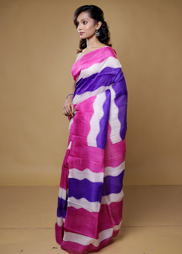 Multicolor Printed Pure Silk Saree Without Blouse Piece