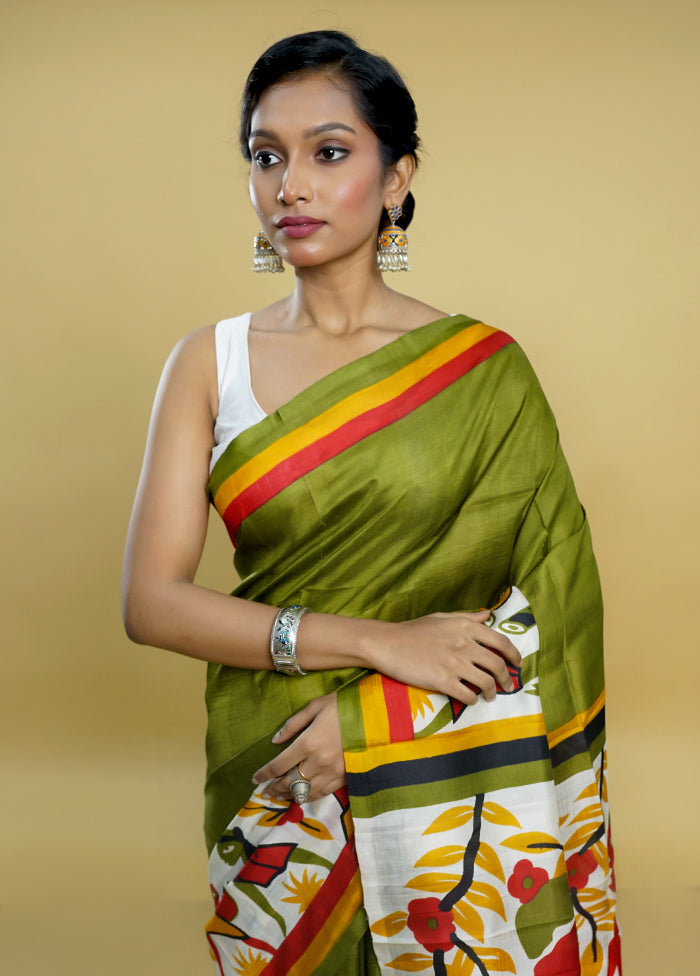 Multicolor Printed Pure Silk Saree Without Blouse Piece