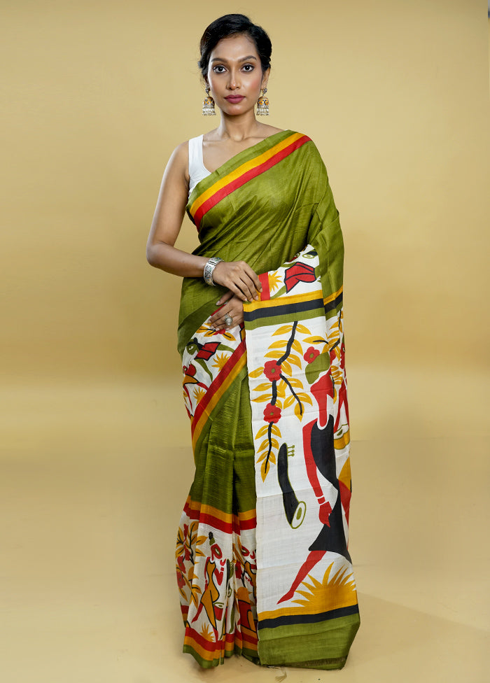 Multicolor Printed Pure Silk Saree Without Blouse Piece