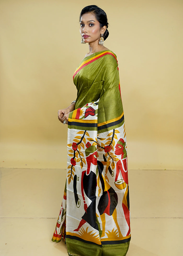 Multicolor Printed Pure Silk Saree Without Blouse Piece