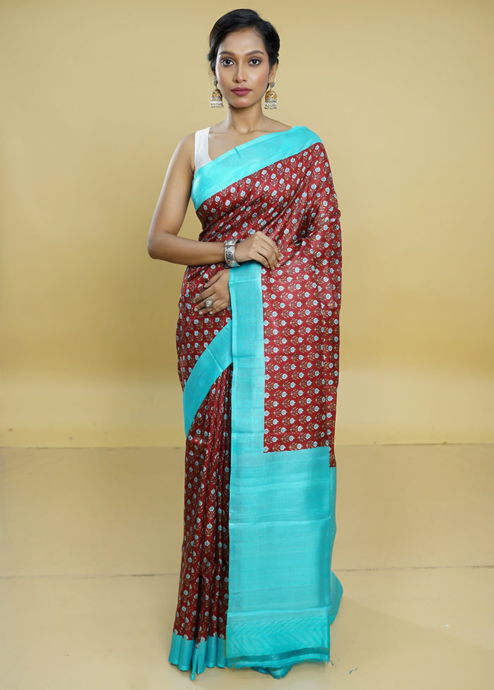 Multicolor Printed Pure Silk Saree Without Blouse Piece