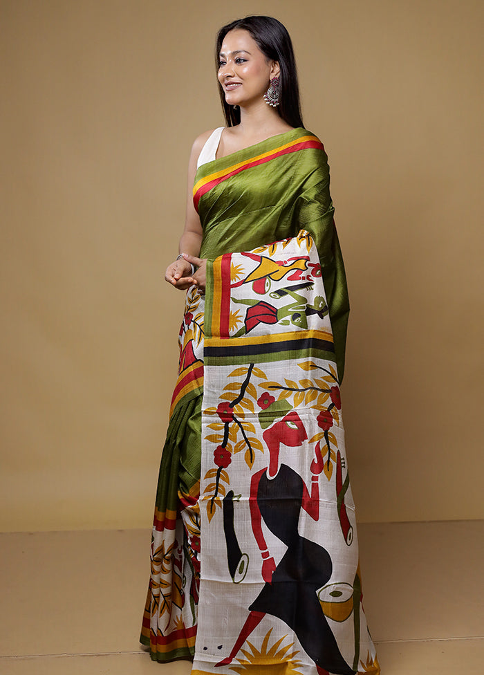 Multicolor Printed Pure Silk Saree Without Blouse Piece