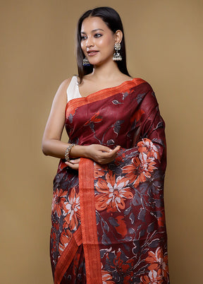 Multicolor Printed Pure Silk Saree Without Blouse Piece