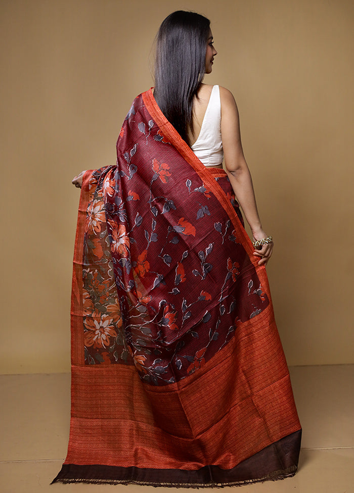 Multicolor Printed Pure Silk Saree Without Blouse Piece