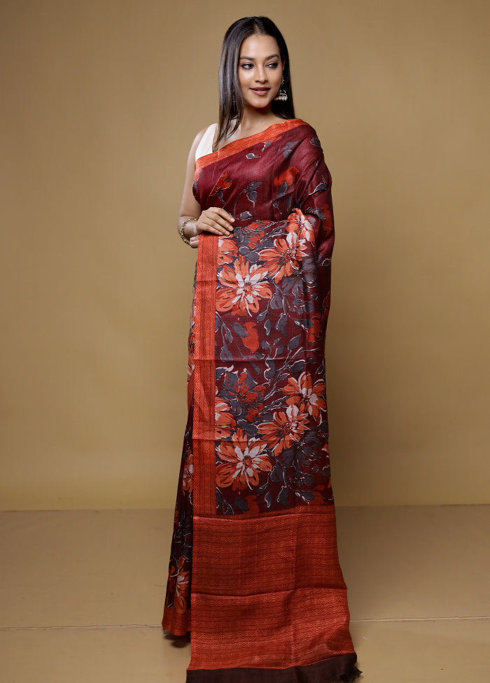 Multicolor Printed Pure Silk Saree Without Blouse Piece