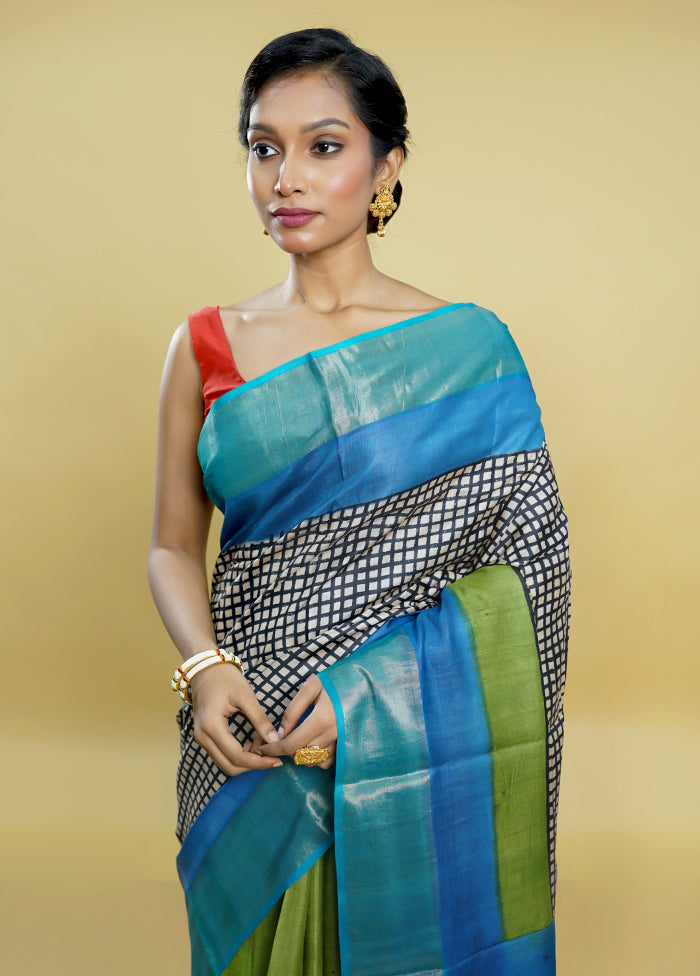 Multicolor Tussar Silk Saree With Blouse Piece