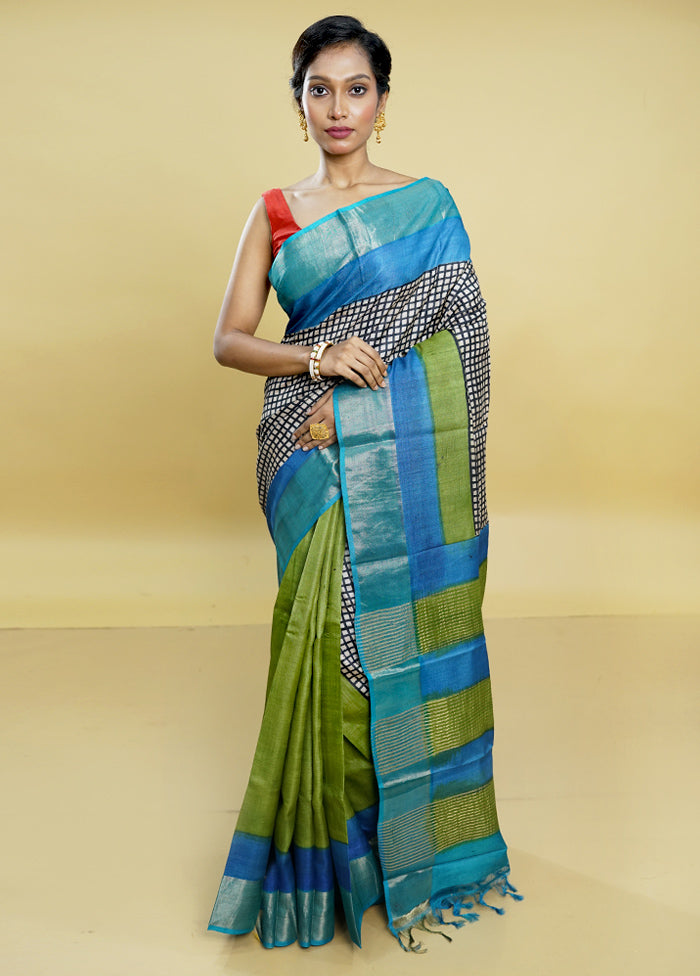 Multicolor Tussar Silk Saree With Blouse Piece