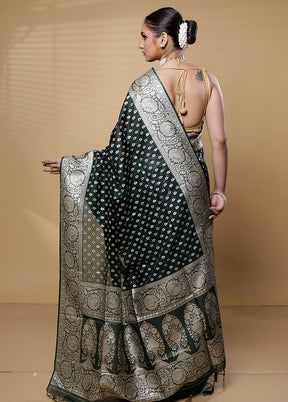 Green Dupion Silk Saree With Blouse Piece