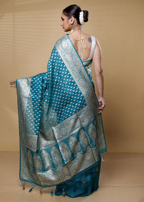 Blue Dupion Silk Saree With Blouse Piece