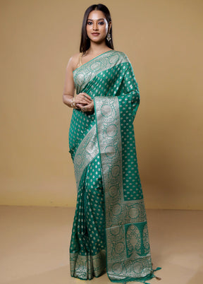 Green Dupion Silk Saree With Blouse Piece